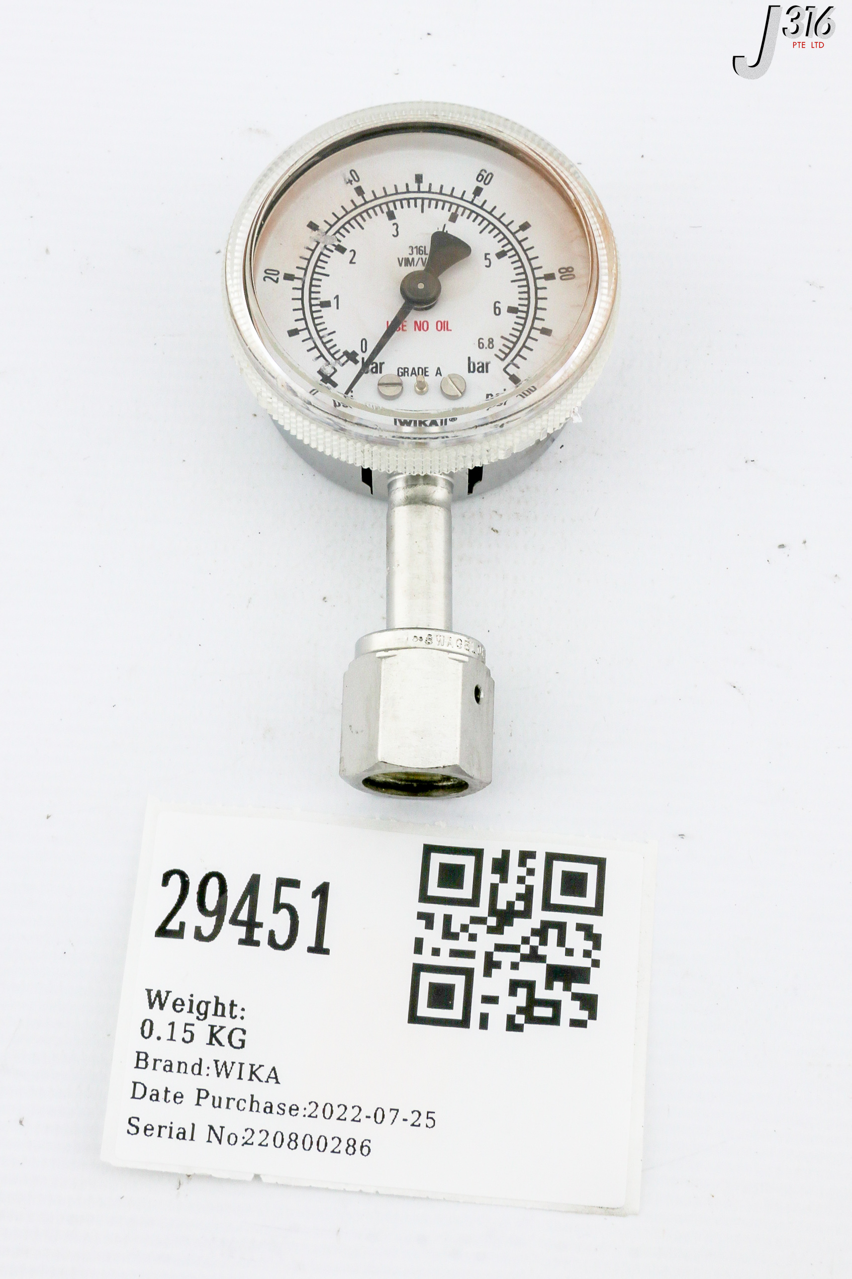 29451 WIKA PRESSURE GAUGE 316L VIM/VAR | eBay Australia